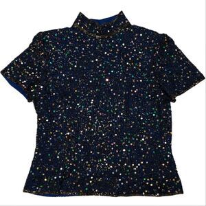 VTG Adrianna Papell Occasions Multicolor Heavy Beaded Sequin Blouse Top Sz 10